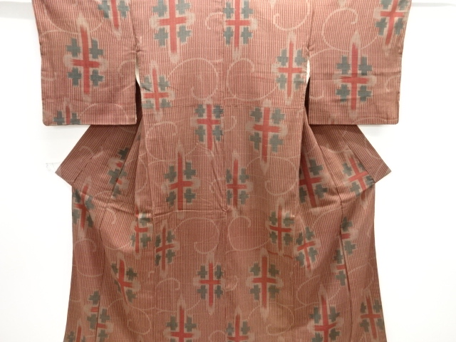 JAPANESE KIMONO / TAISHO ROMAN STYLE / CROSS KASURI & ARABESQUE